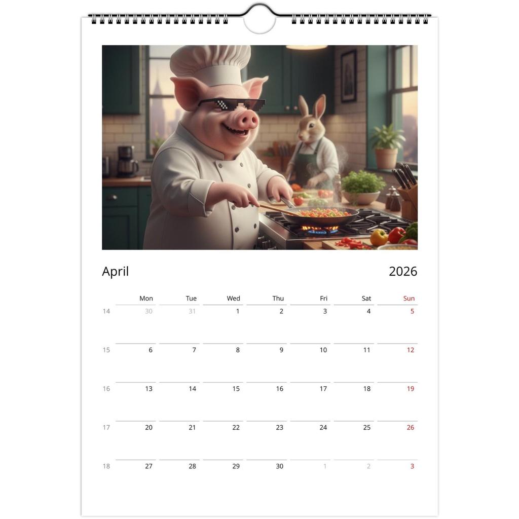 Wandkalender 2026, Kalender mit lustigem Thema, Lustiges Chat-Geschenk, Perfekte Wahl für den Heimgebrauch.