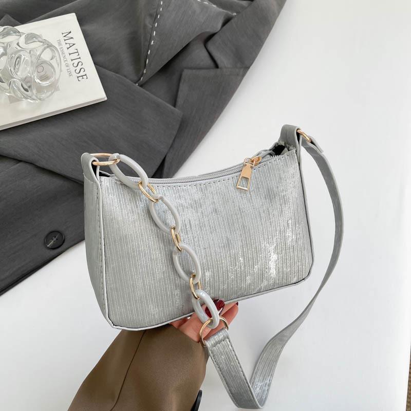 

Literary small bag simple casual strip flannel shoulder women s bag solid color niche messenger bag portable square bag