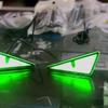 1Pair Motorcycle LED Triangle Half Circle Devil Eye Lights Car Tail Decorative Lamp Mini Eagle Eye Lamp Exterior Accessories