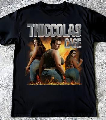 Thiccolas Cage Funny Meme Shirt Unhinged Inappropriate Movie Lover Tshirt Unisex T-Shirt