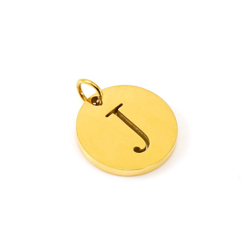 New titanium steel English letter DIY pendant fashionable stainless steel round hollow letter pendant