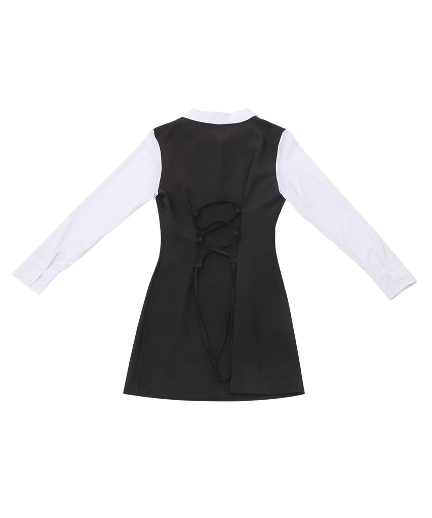 Catharsis Contrast Corset Collar Dress Black One Size