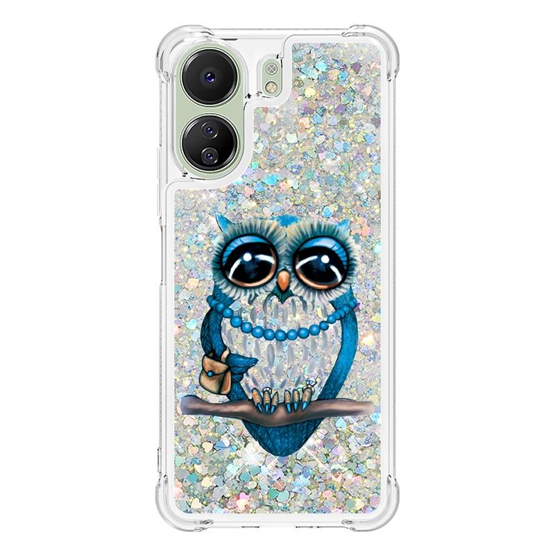 13C Pouzdro Pro Xiaomi Redmi 13C Kryt Malovaný Vzor Třpytivý Tekutý Kryt s Pískem pro Xiomi Redmi 13C 12C Pouzdro na Telefon Fundas