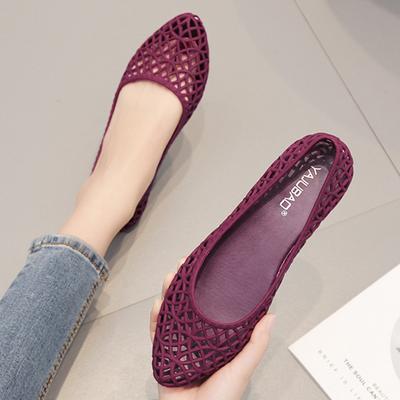 Moda Recorte sólido plano zapatos de gelatina mujer mocasines mujer chanclas impermeables pvc sandalias cubrir tacones sandalias caladas sandalias de caramelo
