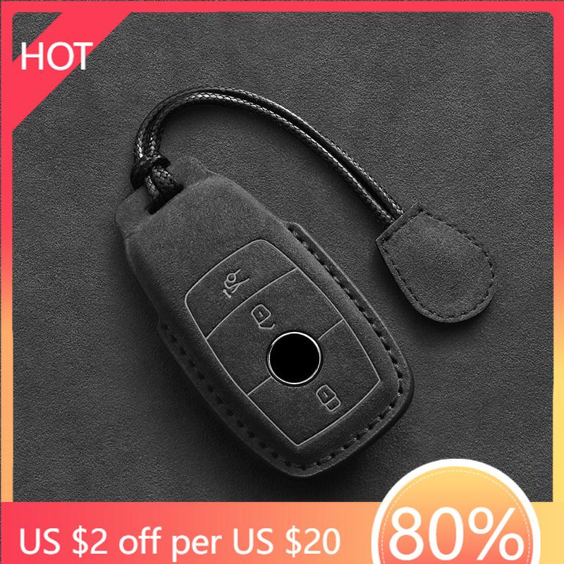 Styling Mouldings Leather Car Key Case For Mercedes Benz A C E S G Class GLC CLE CLA GLB GLS W177 W205 W213 W222 X167 AMG Fob Su