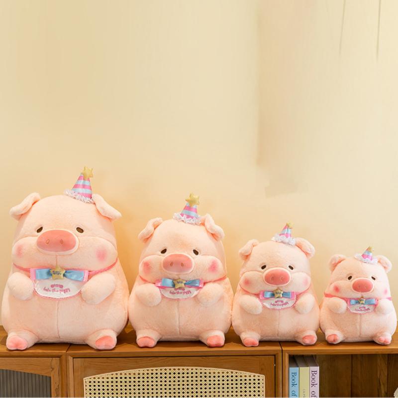 Pig Hat Star Bib Plush Toy Stuffed Animal  Doll Home Decoration Cartoon Gift