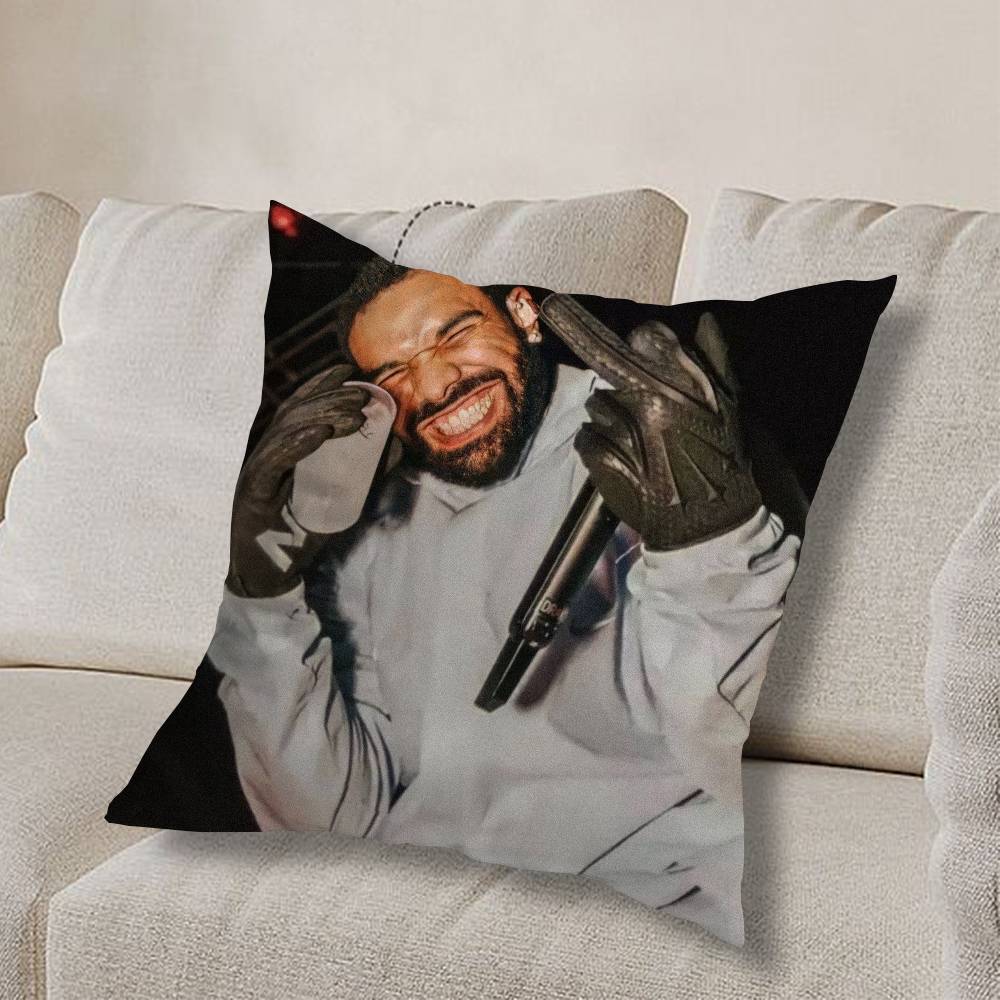 cool D-Drake OvO Rap Pillow Case Square Double-Sided Printing Short Plush Sofa Cushion Cover Bedroom Bedside Pillow