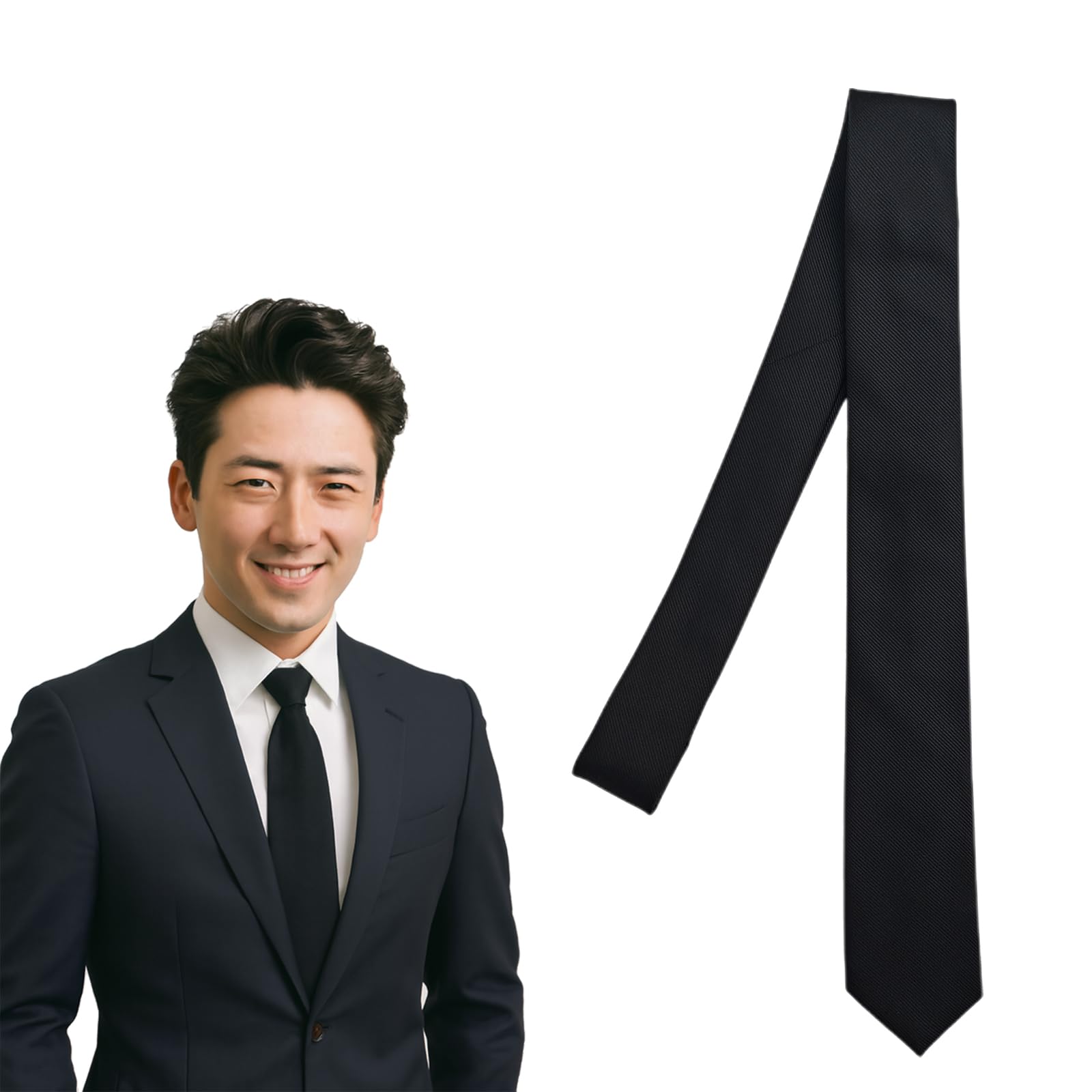 

[NazyJnn] Men s Tie - Perfect for Weddings, Funerals, Parties, and Business - Simple and Elegant Design - Handmade - Shiny Shine - Durable - Black