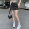 2025 Plus Size Spicy Retro A-line Denim Mini Skirt - High Waist Summer Skirt Pants for Women