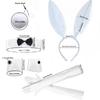 Female Cosplay Plush  Rabbit Ears Headband Tail Bowtie Masked Party Suit Outfit