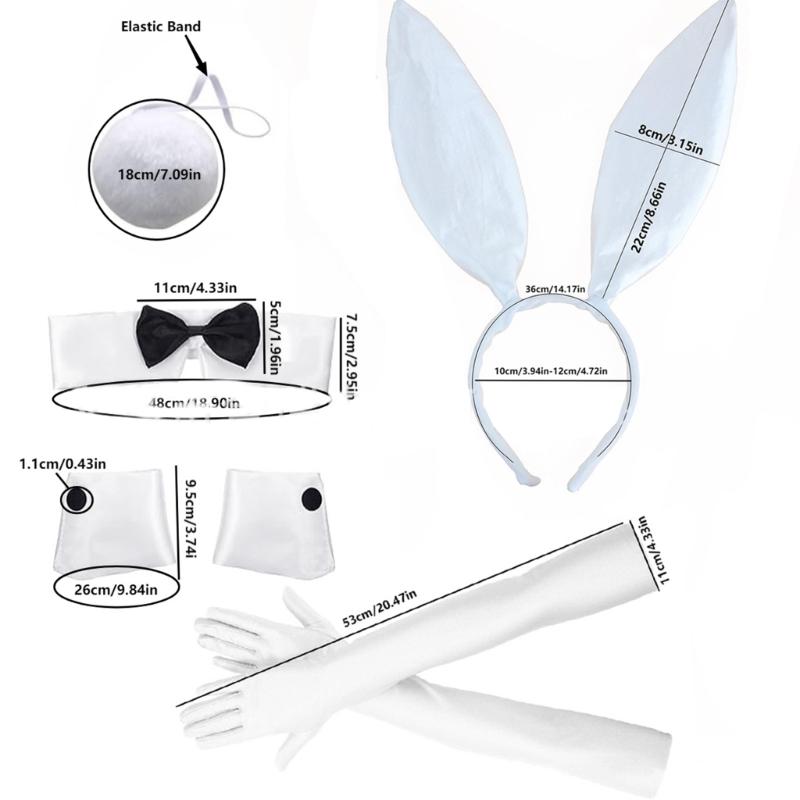 Female Cosplay Plush  Rabbit Ears Headband Tail Bowtie Masked Party Suit Outfit