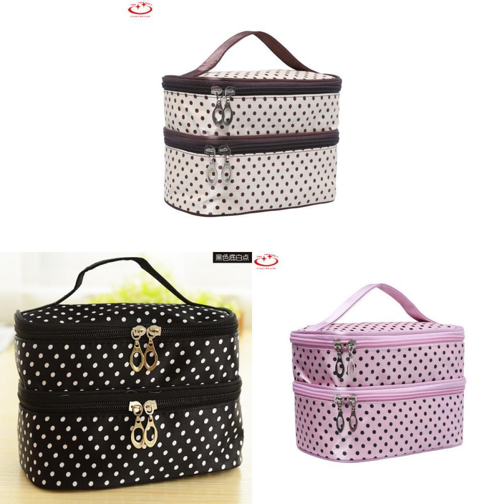 Borsa per Trucco Organizzatore Portatile da Viaggio con Doppia Cerniera per Uso Quotidiano da Donna