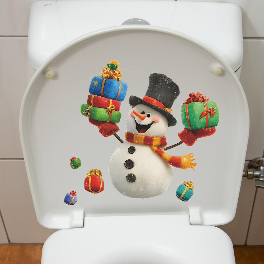 Painted Funny Snowmen As Gifts, Bathroom and Toilet Decoration and Beautification Stickers