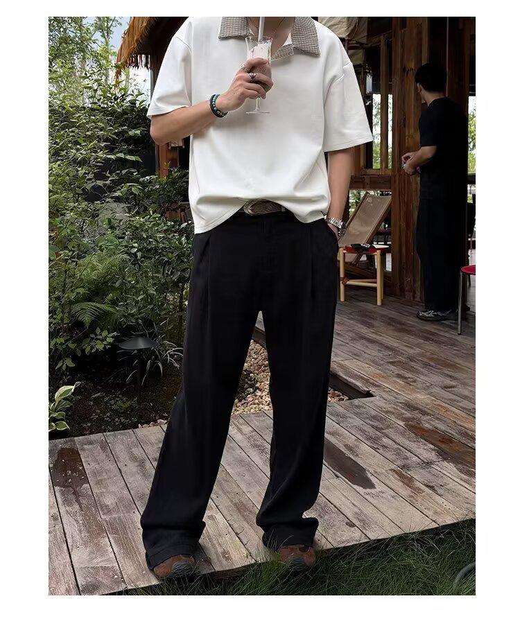 Men's Retro-Inspired Tencel Linen Wide-Leg Casual Pants
