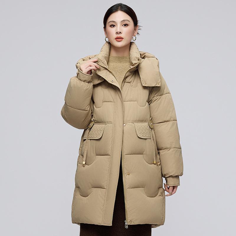 Neue lockere Kapuzen-Daunen-Baumwolljacke für Damen Mittellange Winter-Graphen-Baumwolljacke für den Winter