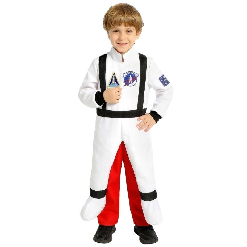 Astronaut Costume With 3D Rockets Backpack For Kids Role Play Science Theme Party And Stage Performances Soft Polyester Fabric