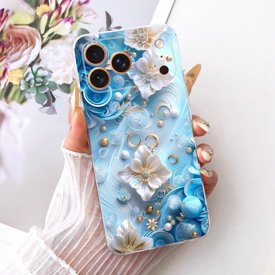 For Apple iPhone 17 Pro Max Case Luxury Flowers New Painted Cover Clear Silicone Case For iPhone 17 Air iPhone17 Pro Soft Fundas