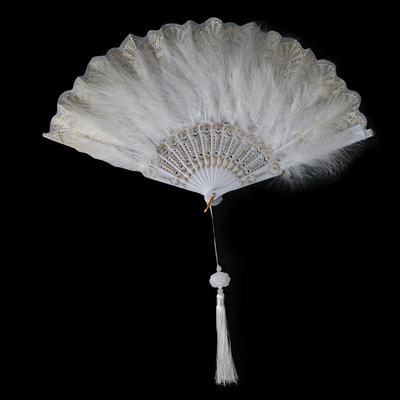 Color Elegant with Pendant Handmade for Lolita Sweet Fairy Girl Feather Folding Fan Party Decor Wedding Gift Dance Hand Fan