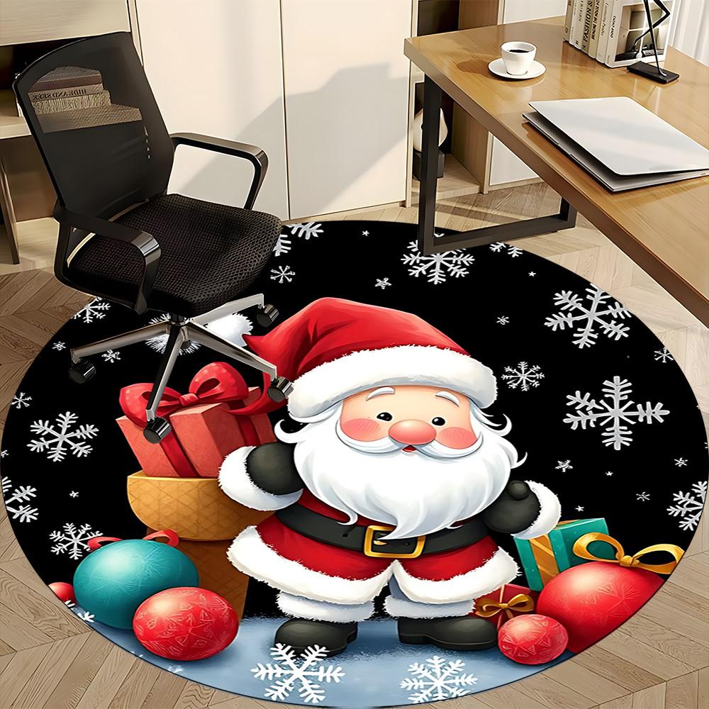 1pc Christmas Santa Claus Chair Carpet for Office, Round Non Slip Durable Large Size Office Carpet, Suitable for Office