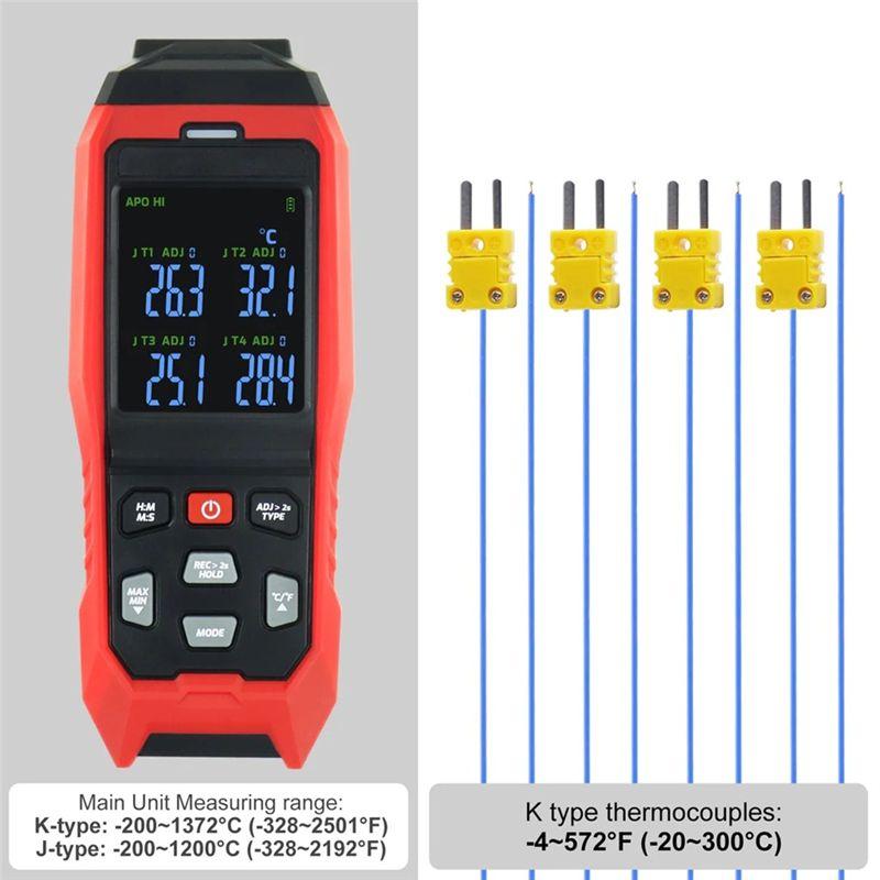 AEE4-Thermocouple Thermometer 4 Channels Data Logger Thermometer K Type Temperature Logger With Alarm And Data Logging