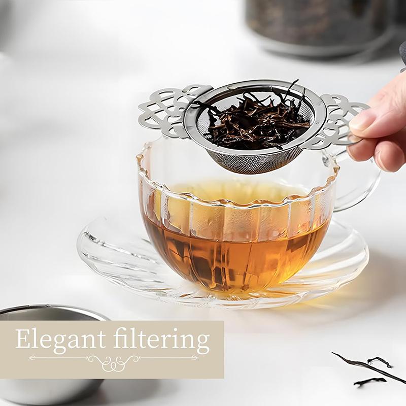 Stainless Steel Tea Infuser Double-layer Fine Mesh Tea Strainer Tea Leaf Strainer with Drip Bowls Tea Leaf Filter Tea Set Tool