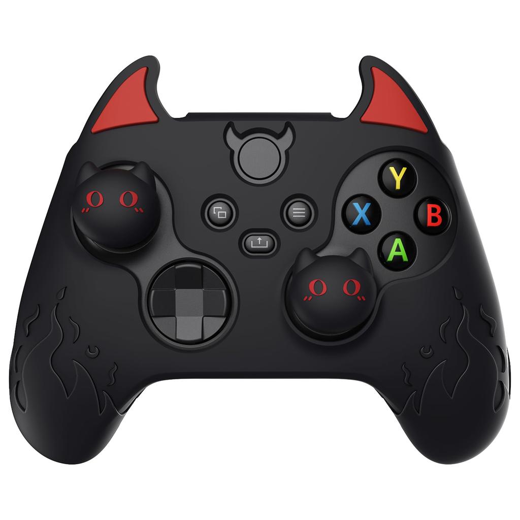 PlayVital Cute Devil Style Silicone Thumbstick Caps for Xbox Series X, Xbox Series S, and Xbox Core (Black)