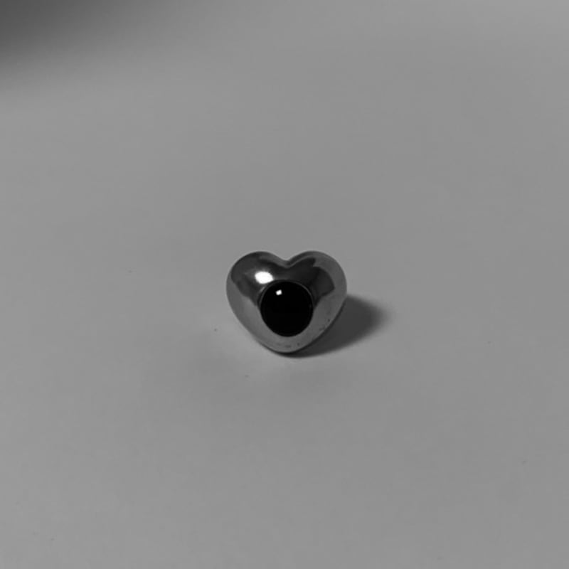 

hotdew [925 silver] Hole heart ring - onyx 11
