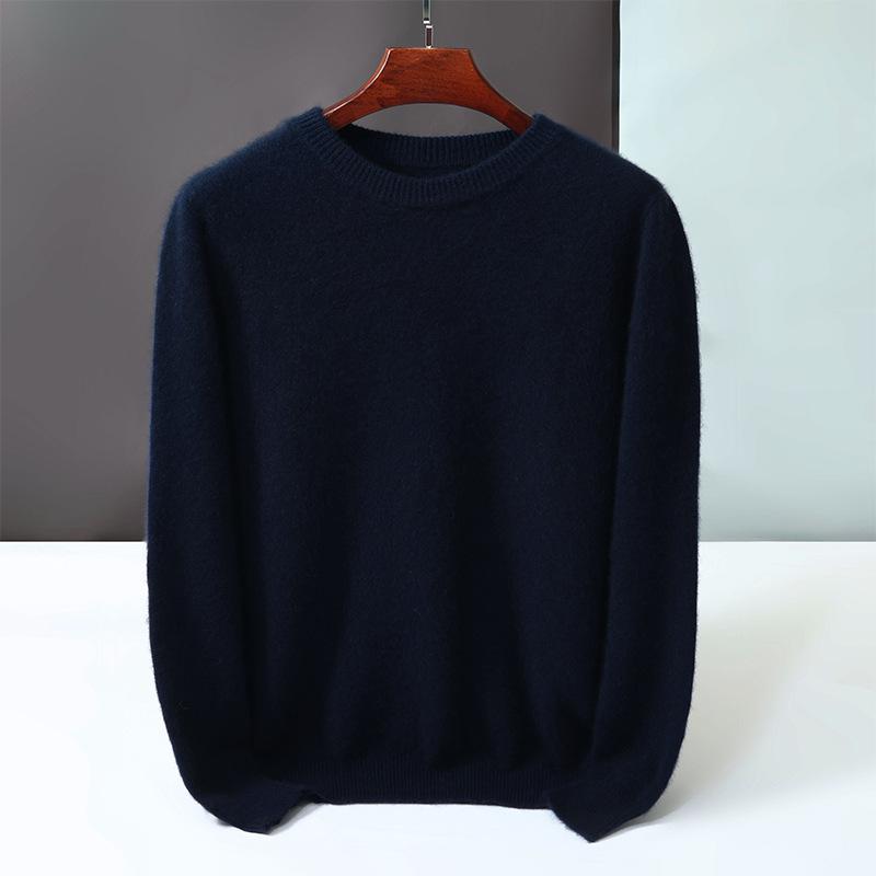 New round neck 100 pure cashmere sweater solid color loose thickened pullover knitted primed warm sweater
