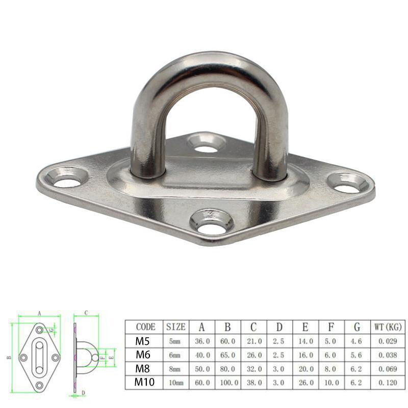 304/316 Edelstahl Deckenwandmontagehaken Schwerlast-Augenplatte Für Boot Yoga Schaukel Hängematten 5/6/8/10mm Vollverschweißt