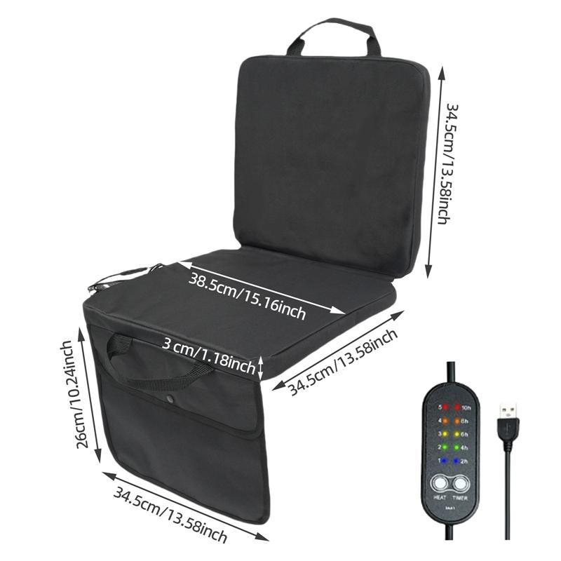 USB Elektrisch Beheizbares Sitzkissen 5-stufige Temperatureinstellung und 5-stufiger Timer Outdoor Verdicktes Camping Heizkissen Sitz