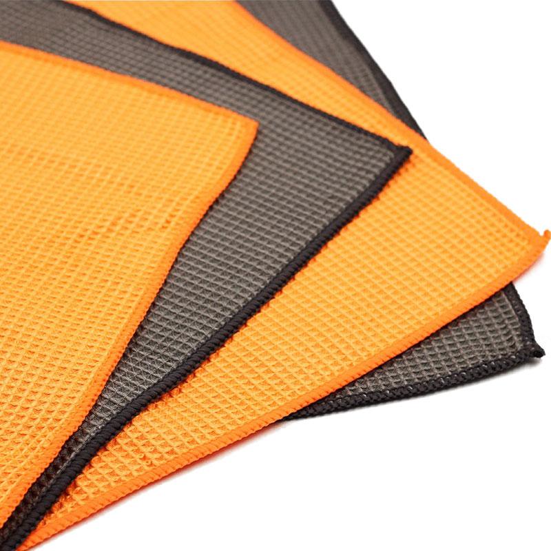 2PCSCar Wash Towel Glass Cleaning Water Drying Microfiber Window Clean Wipe Auto Detailing Waffle Weave for Kitchen Bath 40*40cm