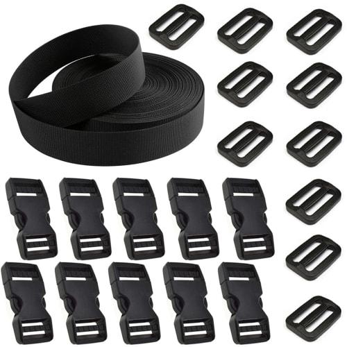 

Samcos PP Belt, One-Touch Buckle, 10m Long x 2.5cm Wide, Set of 10, Side Release Buckle, Repair Buckle, Ratchet Belt Securement, Lalock Buckle, Multi-