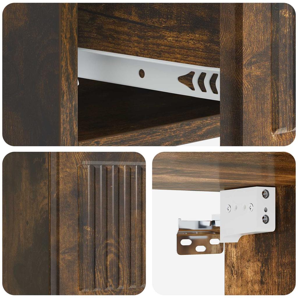 Wall Mounted Nightstand Smoked Oak 33 X 34.5 X 20 Cm