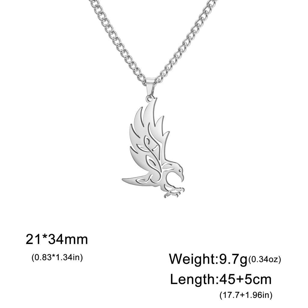 LIKGREAT Celtic Raven Crow Eagle Necklace for Women Girls Stainless Steel Punk Animal Bird Hawk Pendant Birthday Jewelry