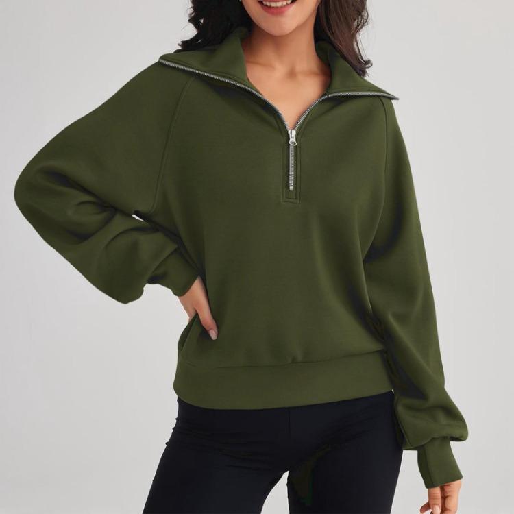 Autumn Winter Womens Oversized Sweatshirt Half Zip Hoodie Quarter Zip Long Sleeve
