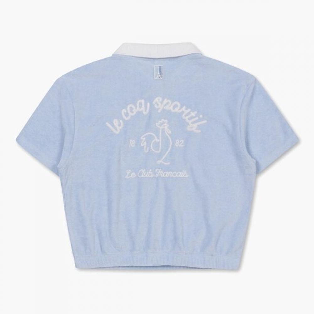 Le Coq Sportif Terry Crop Polo Collar T shirT Gbl   qp222TTs55