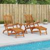 Reclining and Folding Sun Lounger 2 Pcs. Solid Acacia Wood