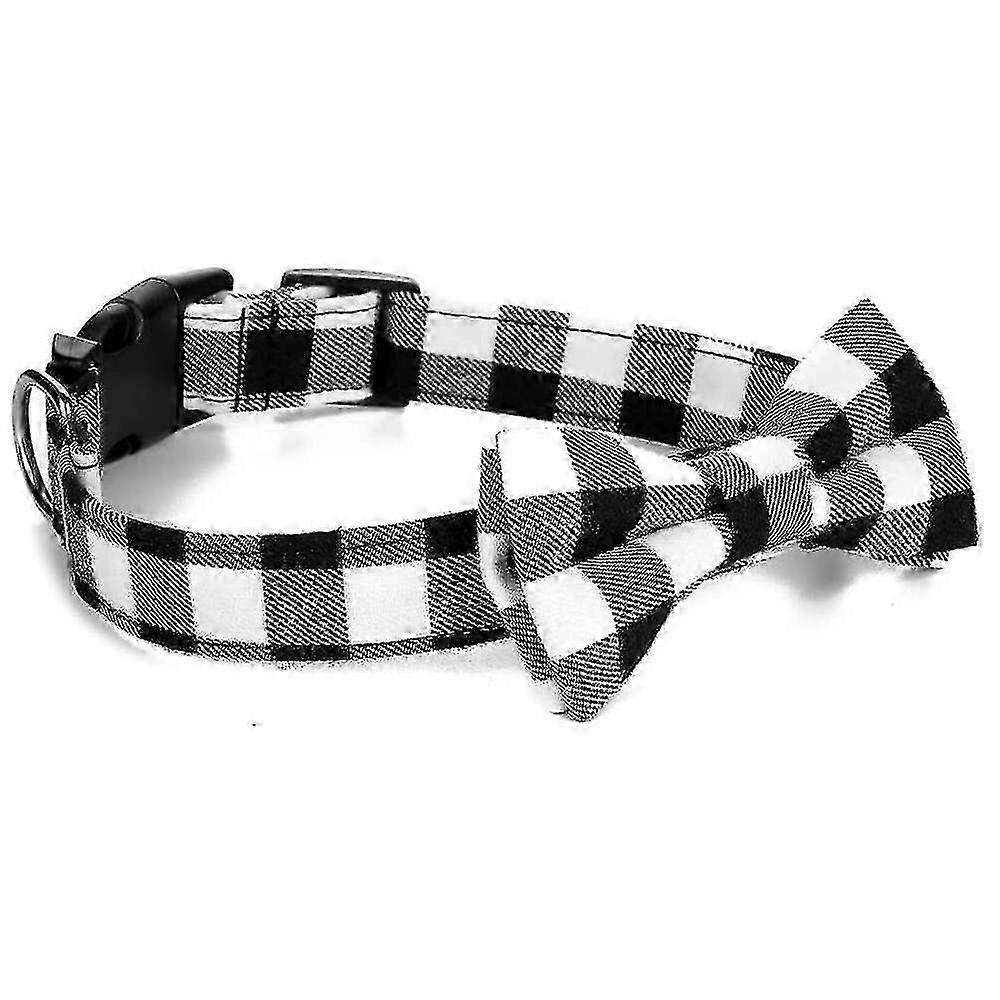 Pet Dog Cat Collar With Grid Bow Tiedetachable Bowtie Adjustable Plaid Dog Pet