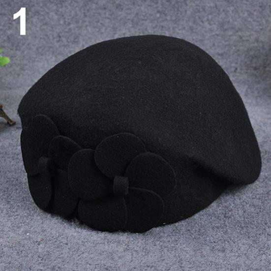 

Модный женский берет, мешковатая шапка-бини, кепка стюардессы авиакомпании с двойным цветком чёрный