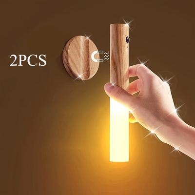 2 PCS Intelligent Rechargeable Magnetic Sensor USB LED Night Light - Human Body Sensor Wall and Cordless Wall Light for Motion Detection, Bedroom