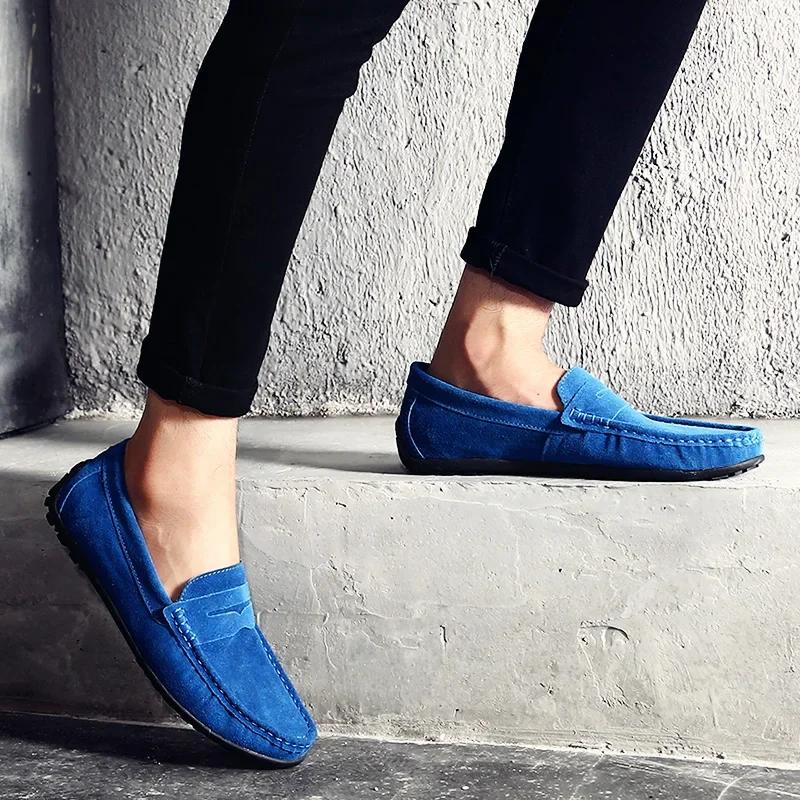 Fashion Men Casual Shoes Luxury Mens Loafers Handmade Suede Leather Men's Shoes Moccasins Slip On Flats For Male Luxe Driving Shoes