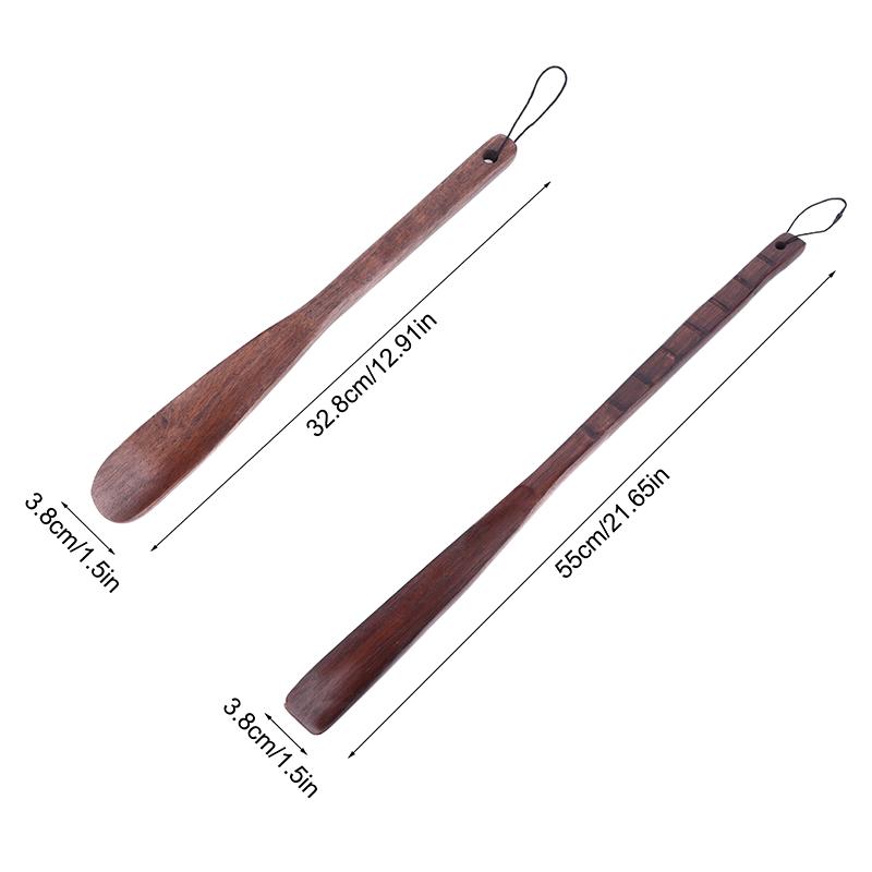 Wooden Shoe Horn With Lanyard Flexible Long Handle Shoehorn Useful Shoe Lifter For Seniors Shoe Spoon Home Tools