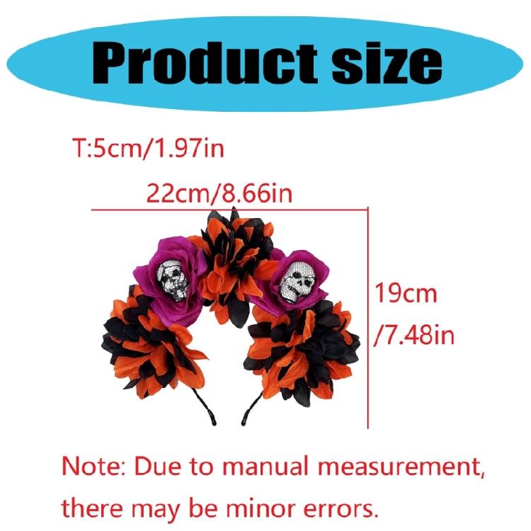 Day Of the Deads Headpiece Flower Crown Headband Mexicans Festival Florals Headpiece Halloween Cincos De Mayoes Costume