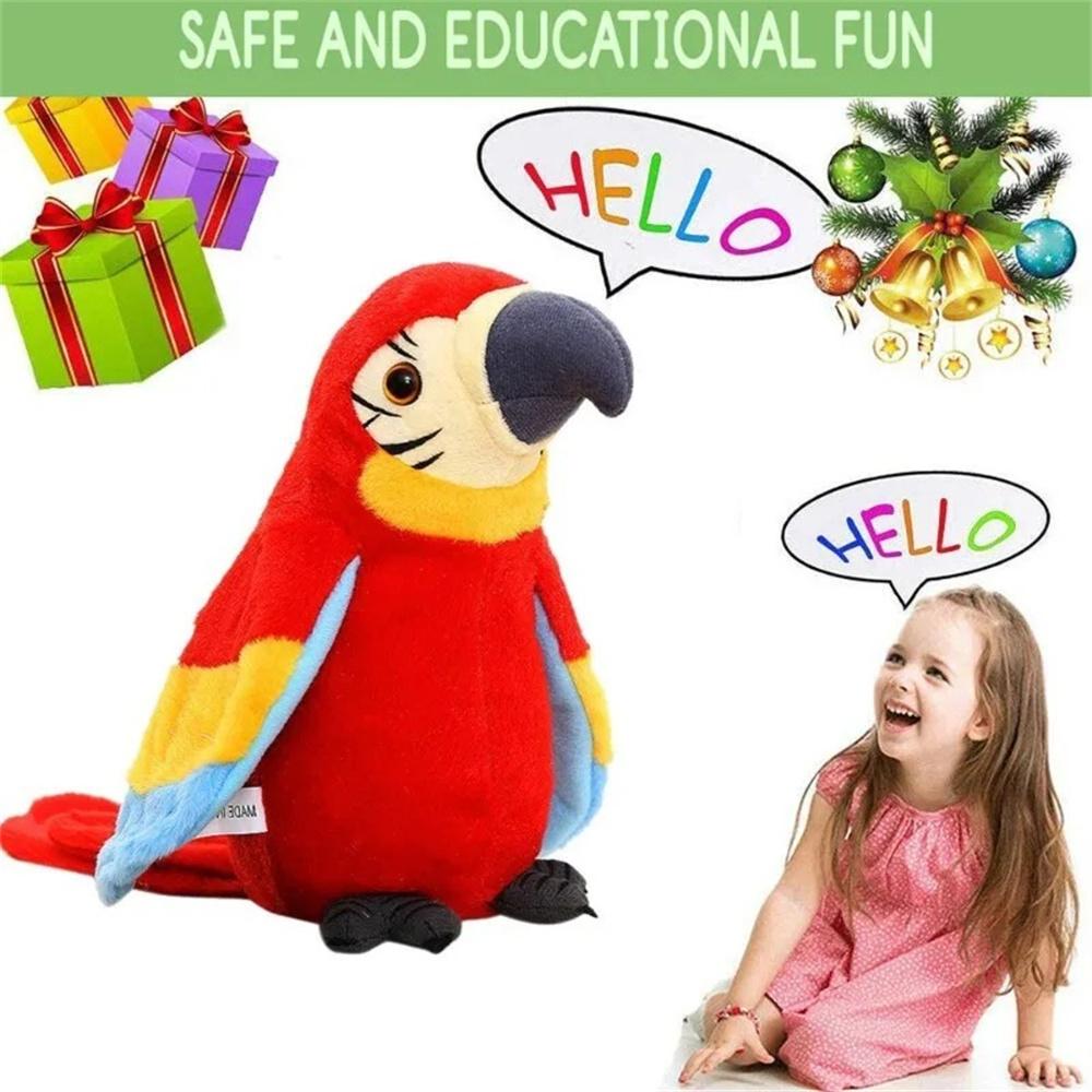 Talking Parrot Repeat What You Say Electronic Record Bird Shake Wings Plush Interactive Toys for Kids Christmas Birthday Gift