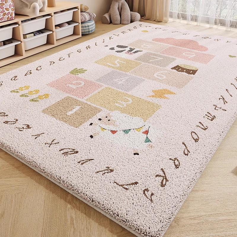Cartoon Style Luxury Faux Cashmere Children's Floor Mat