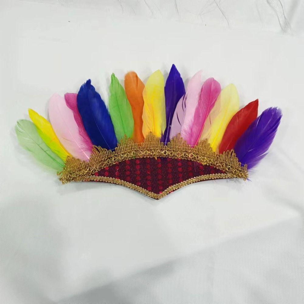 Head-mounted Feather Headdress Hair Band Carnival Costume Headwear Chief Headdress Adult Kids