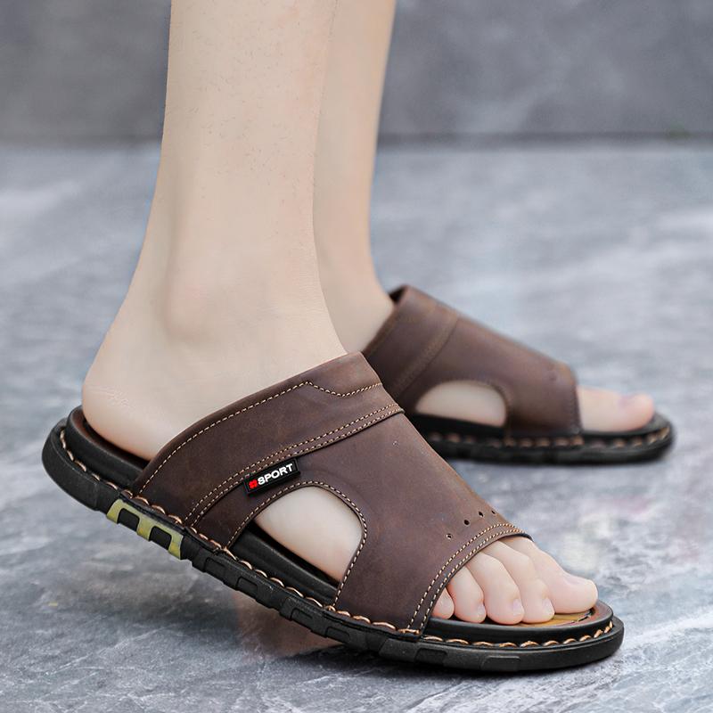 Fashion CYYTL Mens Slippers Summer Casual Shoes Beach Sandals Outdoor Slides Walking Comfort Leather Luxury Designer Fashion Lightweight