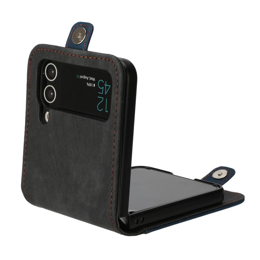 Suitable for Samsung Z fold 4 mobile phone leather case Z Flip5 retro matte splicing contrasting color card wallet 3rd generation