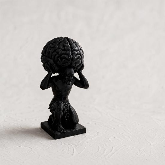 Desktop Ornament, Stress Relief Dark Matte Texture Figure, 3D Printed Funny Brain Sculpture for Office Study