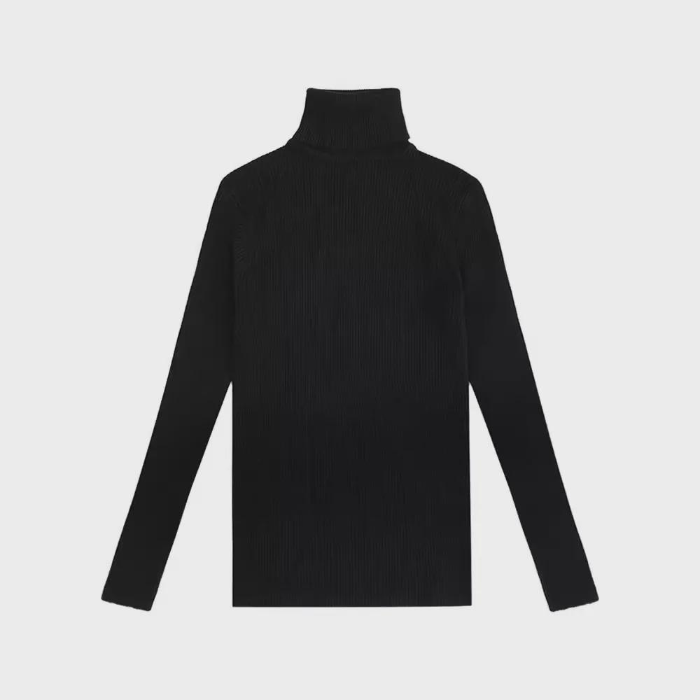 Women's Long-Sleeve Knitted Turtleneck Sweater - Slim Fit Solid Color Pullover for 2024 Autumn/Winter.